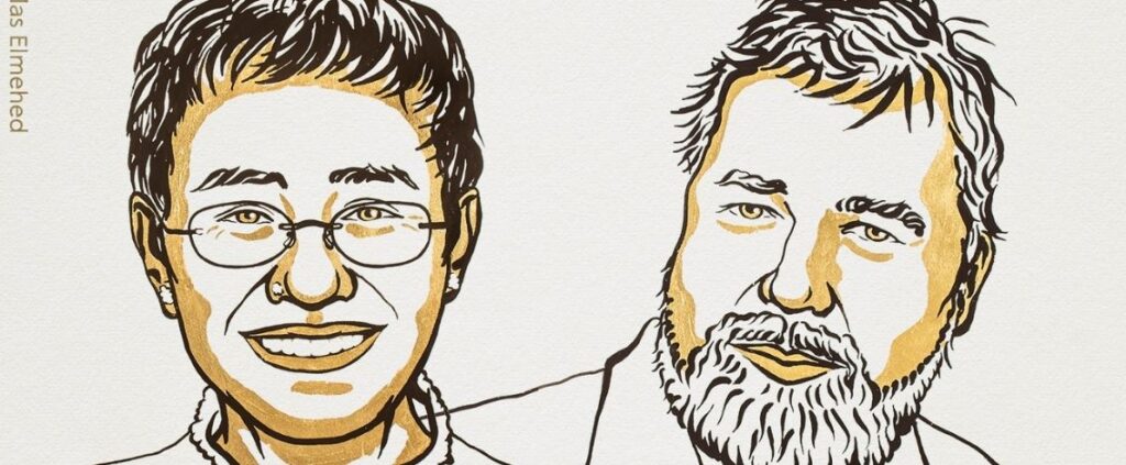 Premio Nobel per la pace a due giornalisti Maria Ressa e Dmitry Muratov