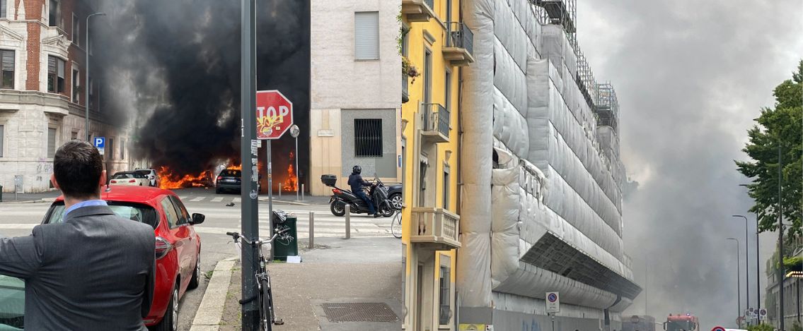 Milano, esplosione in centro. Coinvolto un furgone che trasportava bombole di ossigeno
