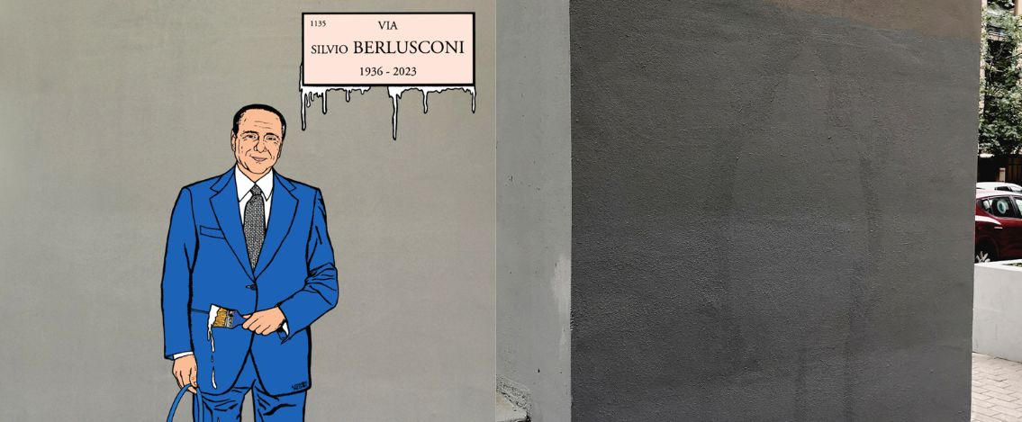 Milano è stato cancellato il Murales con Silvio Berlusconi di Palombo