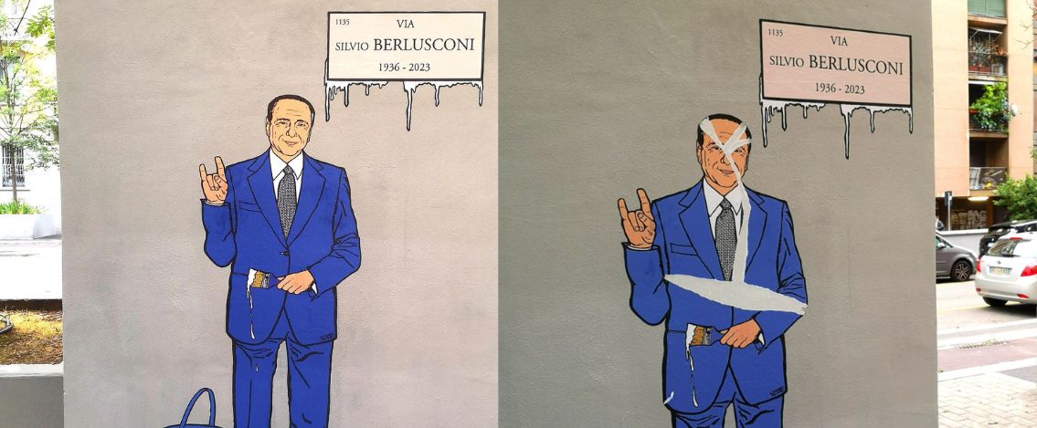 Vandalizzato dopo poche ore il nuovo murales di Silvio Berlusconi